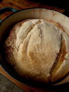 Easy sourdough instructions including how to cook in a woodfired stove