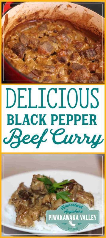 This black pepper curry is just divine. It is rich and warming without being too hot. It works beautifully in the slowcooker or crockpot or you can do it in the oven or cooktop. #curry #fromscratch #recipe