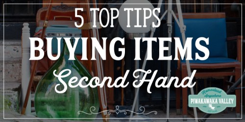 Here are some frugal tips for saving money on household items by buying second hand items. This is a great zero waste way of shopping for new things and upcycling old items and giving them new life! #piwakawakavalley