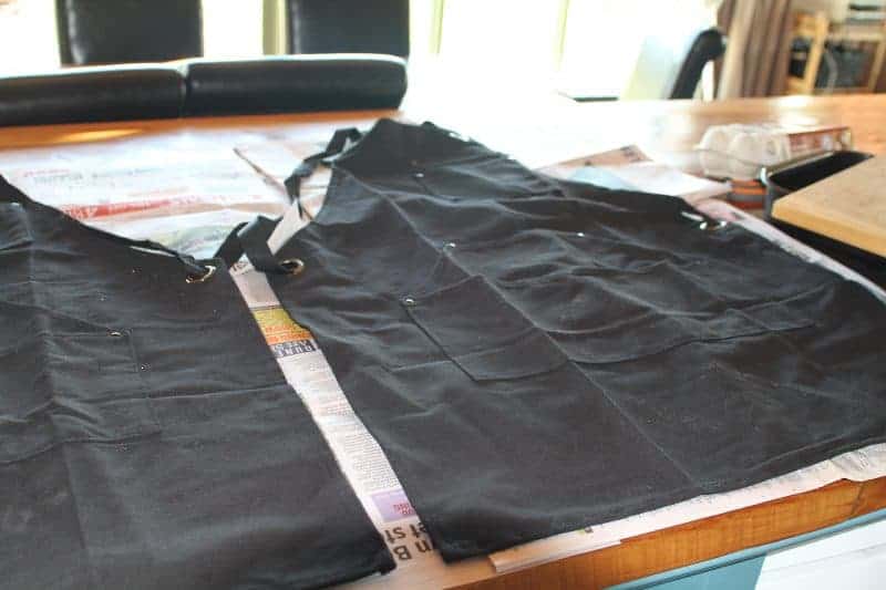 DIY Oilcloth Aprons Canvas waterproofing recipe Easy step by step