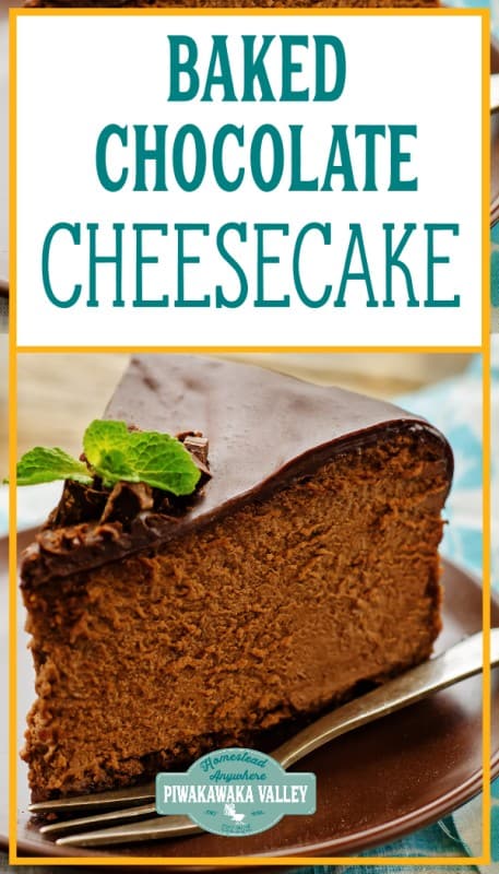 baked chocolate cheesecake recipe promo image